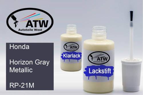 Honda, Horizon Gray Metallic, RP-21M: 20ml Lackstift + 20ml Klarlack - Set, von ATW Autoteile West.